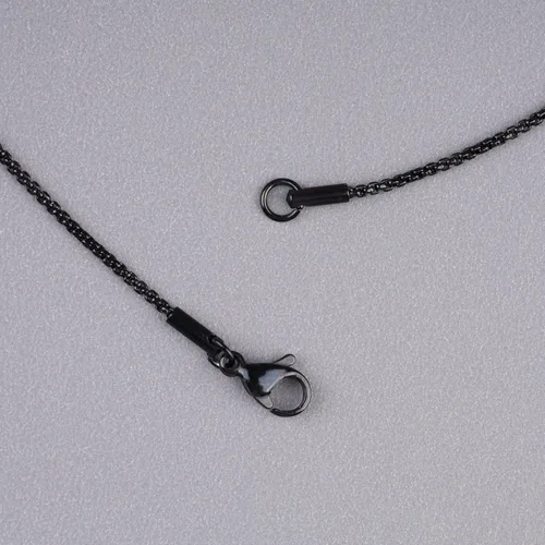 Vista 6 de COAI Collar con colgante de cruz de piedra de obsidiana de joyería religiosa