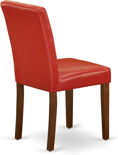 Vista 8 de East West Furniture HLAB5-MAH-72 - Juego de mesa de comedor de 5 piezas, incluye una mesa de comedor redonda con pedestal y 4 sillas tapizadas