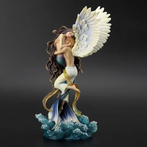 Vista 6 de (color) - Ángel de amor imposible y estatua de amantes de la sirena por la artista Selina Fenech