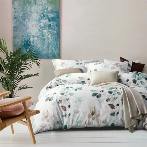 Vista 21 de MILDLY Juego de funda nórdica floral de mármol azul y verde acuarela 3