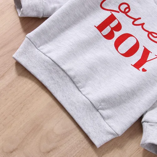 Vista 4 de JLKGICF Traje de San Valentín para bebé y niña pequeña, sudadera con estampado de letras, cuello redondo, ropa de San Valentín