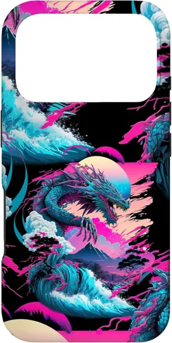 Vista 30 de Dragon Vaporwave Abstract Landscape Moon Tree Waterfall Case for iPhone 17
