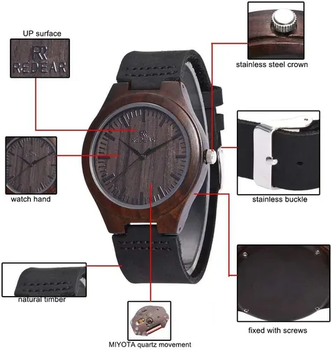 Vista 4 de Reloj de madera con foto o mensaje grabado de doble cara para regalo.