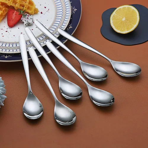 Vista 4 de Cucharitas de 6 cucharas de cubiertos de acero inoxidable, cucharas pequeñas de acero inoxidable, cucharas de té para el hogar, cocina