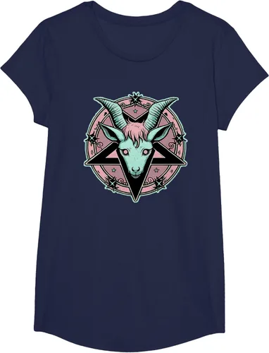 Vista 64 de Camiseta Kawaii Paste Creepy Goat Pentacle, Negro