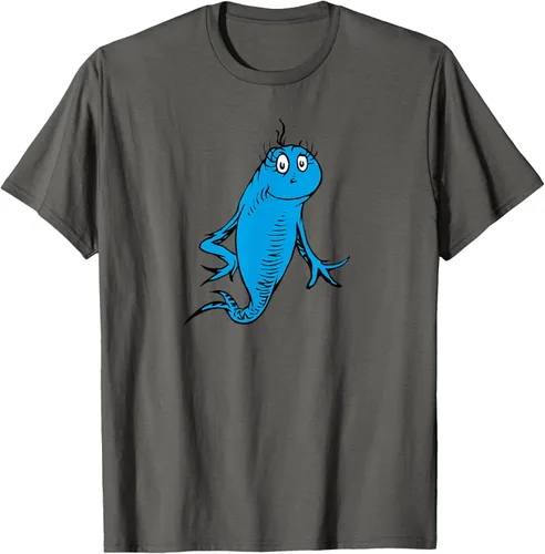 Vista 88 de Dr. Seuss Blue Fish Character - Camiseta con licencia oficial Negro