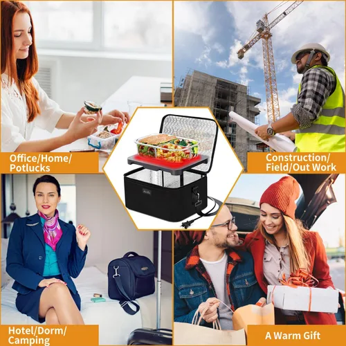 Vista 7 de Aotto Caja de Almuerzo Eléctrica Portátil con Horno - Calentador de Alimentos de 80W, Lonchera Calentada para Adultos, Trabajo, Viaje, Cocina