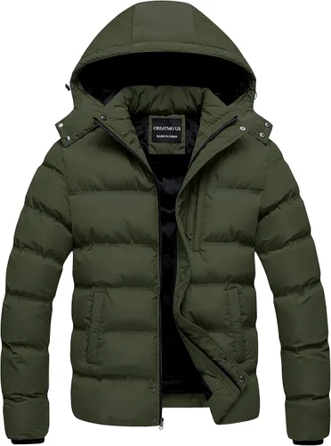 Vista 11 de CREATMO US Chaqueta acolchada para hombre, impermeable, para invierno, abrigo de esquí grueso y cálido