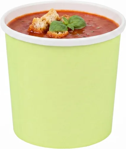 Vista 6 de Restaurantware - Bio Tek - Vasos de sopa desechables de 12 onzas, 25 tazas de sopa de papel para microondas - Las tapas ventiladas se venden por