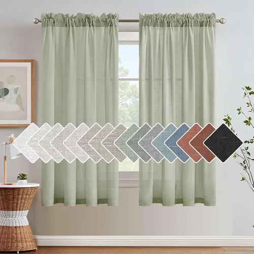 Vista 53 de H.VERSAILTEX Cortinas texturizadas de lino con filtro de luz para sala de estar, tratamiento de ventanas, cortinas naturales y duraderas