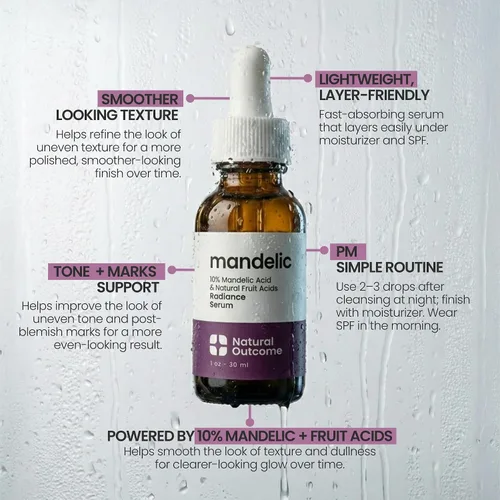 Vista 7 de Suero de ácido mandélico 10% Facial AHA antienvejecimiento con ácido hialurónico Dirige líneas finas, manchas oscuras y arrugas aclara el acné