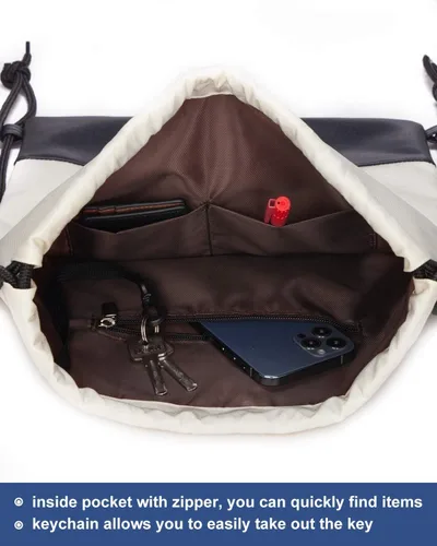 Vista 4 de LIVACASA - Mochila con cordón de cierre para gimnasio o deportes, grande, bolsa grande
