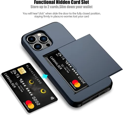 Vista 38 de Nvollnoe - Funda para iPhone 14 con tarjetero [tienda de 5 tarjetas] Negro - Almacenamiento más grande