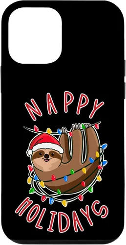 Vista 11 de iPhone 15 Plus Nappy Holidays! Divertido perezoso enredado en la caja de luces de Navidad