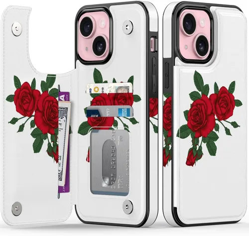 Vista 123 de FUNMIKO Funda tipo cartera para iPhone 13 con tarjetero, bloqueo RFID, protección de grado militar y obras de arte impresas con rayos UV, cierre