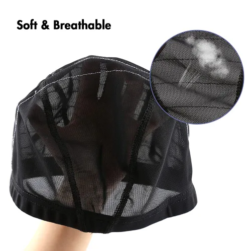 Vista 6 de Bella Hair Gorra de cúpula de mapa para pelucas de encaje frontal, gorra de malla elástica con banda elástica ancha para hacer pelucas, perfecta