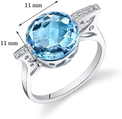 Vista 3 de Peora Anillo de oro blanco de 14 quilates con topacio azul suizo (6,3 cttw)