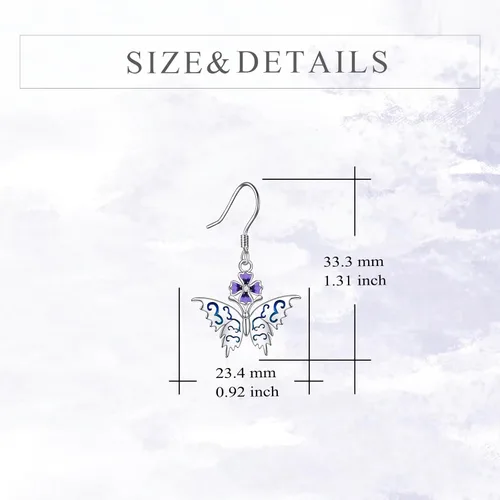 Vista 5 de YFN Aretes colgantes de plata de ley para mujeres y niñas, diseño de dragón, lobo, zorro, perezoso, gato, murciélago, joyería para regalo