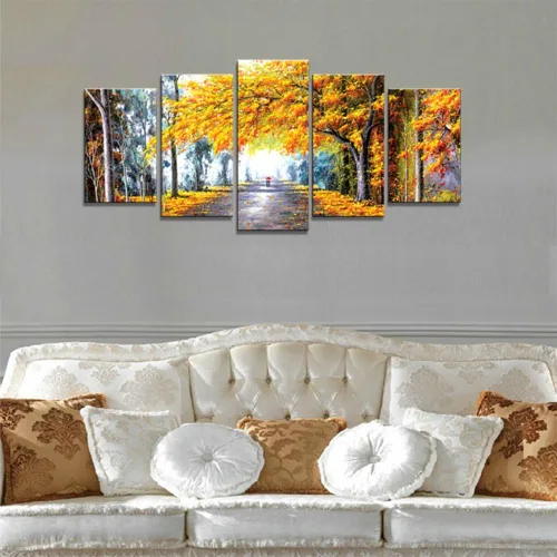 Vista 3 de Wieco Art Lienzo Giclée Impresiones de Arte de Pared Otoño Amor por Pinturas al óleo Reproducción para Dormitorio Cocina Decoración del Hogar
