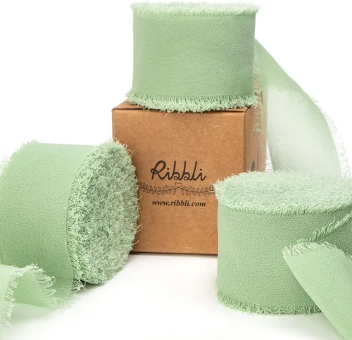 Vista 19 de Ribbli Cinta de gasa color marfil de 1-1/2 pulgadas x 30 yardas, hecha a mano con flecos, cinta de seda de gasa marfil, cinta crema