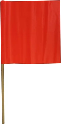Vista 2 de Bandera de seguridad de vinilo naranja de 18 pulgadas en clavija de madera de 36 pulgadas (4 de cada uno)