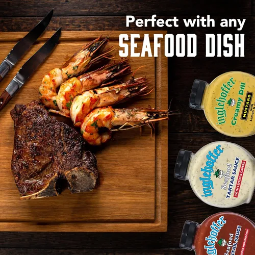 Vista 5 de Inglehoffer Paquete variado de condimentos, salsa de cóctel de mariscos, salsa tártara de mariscos y mostaza cremosa de eneldo (paquete de 3)