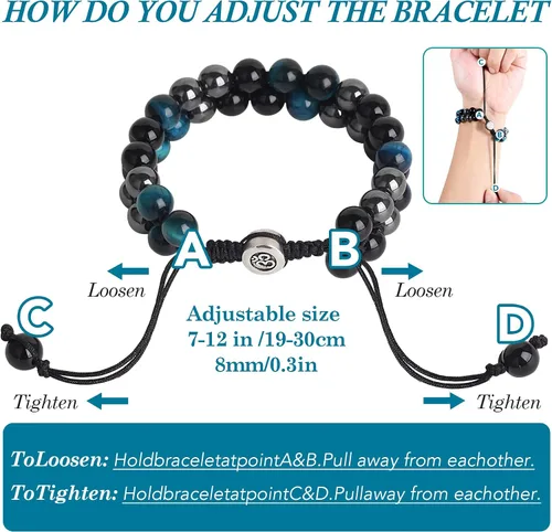 Vista 4 de Triple Protection Bracelet - for Protect & Balance - Energy Crystal Handmade Bracelets for Men Women