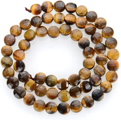 Vista 2 de Adabele GZ13-10 - 3 hebras de piedras preciosas de ojo de tigre amarillo natural de 0.236 pulgadas (0.236 in) facetadas, cuentas sueltas y redondas