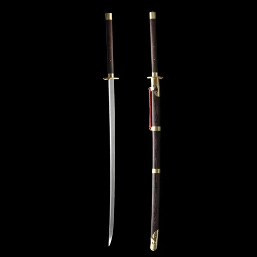 Vista 2 de Qiankun Miao Dao, hoja martensítica de acero inoxidable de 39.37 pulgadas, mango largo y vaina de acabado oscuro, espada tradicional china de Miao