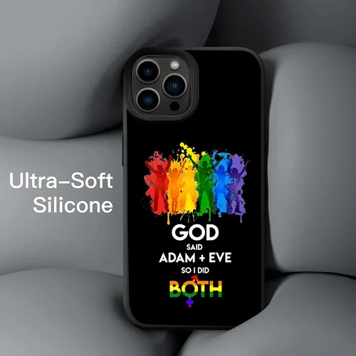 Vista 2 de Funda para teléfono con texto en inglés "I Did Both, God Rainbow LGBT Human Pride Compatible con iPhone 16 15 14 13 12 11 Pro Max Galaxy S25 S24 S23