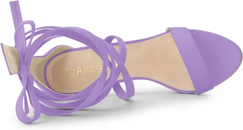 Vista 4 de Allegra K Sandalias de tacón de aguja con cordones y punta abierta para mujer
