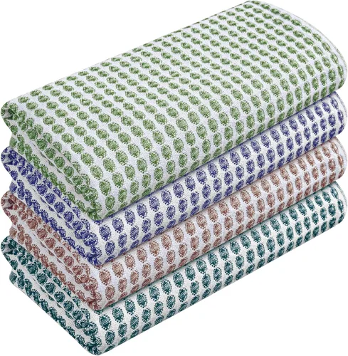 Vista 89 de TWINY threads Juego de toallas de cocina con diseño de diamante, 100% algodón, trapos grandes y trapos de lavado, absorbentes de secado rápido