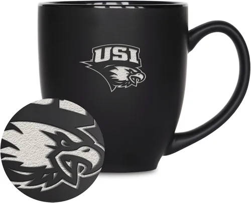 Vista 182 de Rico Industries - Taza de cerámica mate negra con grabado láser estándar de 15oz para NCAA (escuelas T & U) - Para bebidas calientes o frías