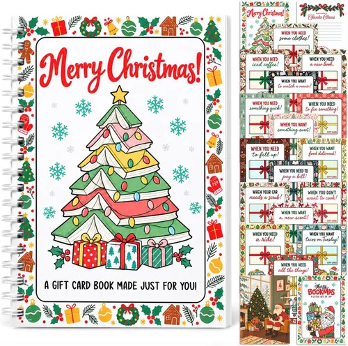 Vista 11 de Libro de tarjetas de Navidad de regalo para adultos, regalo vintage de Papá Papá Noel de Navidad