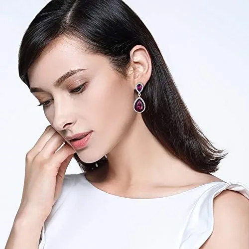 Vista 2 de EVER FAITH Aretes colgantes de cristal austriaco para mujer, Cristal