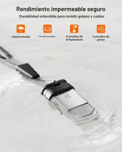 Vista 2 de Mini unidad flash USB 3.0 de 32 GB, paquete de 3 unidades, unidad de pulgar ultra pequeña, memoria USB portátil impermeable con orificio