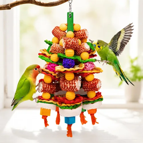 Vista 7 de Bird Toys Natural Corn Cob Loofah Chew Toys for Large Medium Parrots