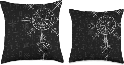 Vista 3 de Celtic Lucky Charm Viking Compass Vegvísir - Almohada de peluche celta Vegvisir