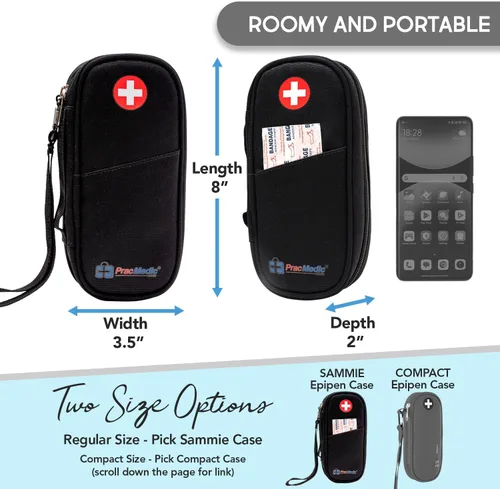 Vista 5 de PracMedic Bags Epipen - Estuche de transporte aislado para bolígrafos Epipens, Auvi-Q, inhalador, medicamentos para alergias y suministro de Negro