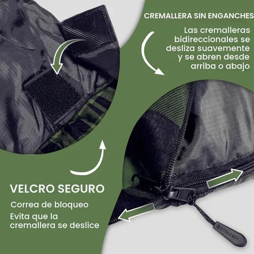 Vista 4 de XL Queen Size Double Sleeping Bag for 2 Adults Camping Negro/Verde
