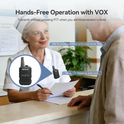 Vista 6 de Retevis Walkie Talkies RT15 de largo alcance, mini walkie talkie de carga rápida, USB de carga rápida, radios recargables de 2 vías para adultos