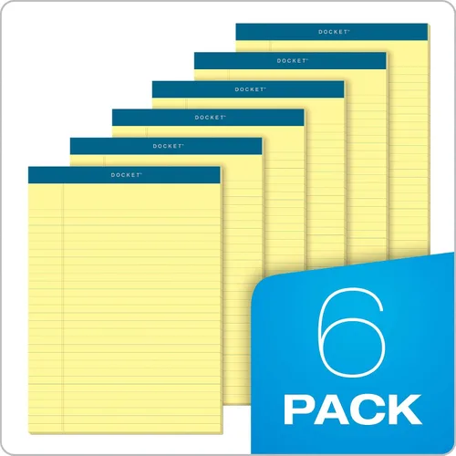 Vista 7 de TOPS Docket - Tableta de escritura, 8-1/2 x 11-3/4 pulgadas, perforada, canaria, regla legal/ancha, 50 hojas por bloc, 6 almohadillas por paquete