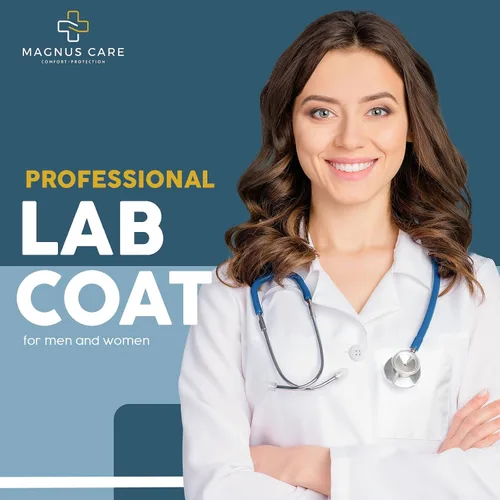 Vista 2 de Professional Lab Coat for Women & Men, White Unisex Labcoat, Cotton Poly Medical Doctor Nurse Med Laboratory Coat