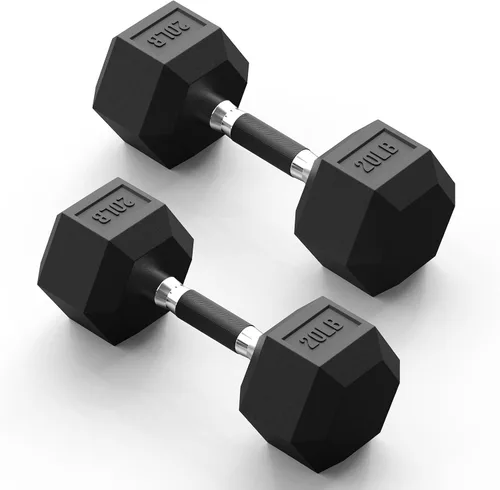 Vista 26 de Hex Dumbbell Set 2.5-100lb, Rubber Grip Dumbbells, Home Gym Complete & Durable Cast Iron Core Odorless Antiroll Hex Shape Ergonomic Versatile Home