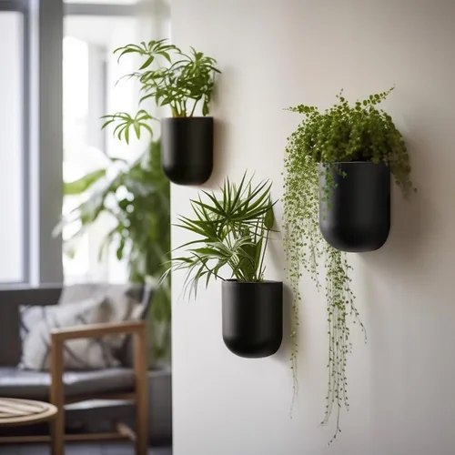Vista 3 de La Jolie Maison Macetas colgantes de pared para plantas de interior, macetas colgantes para plantas de aire suculentas, juego de 2, 6 pulgadas