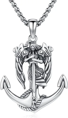 Vista 42 de 925 Sterling Silver Patron Saint Amulet Necklace for Men Women plateado