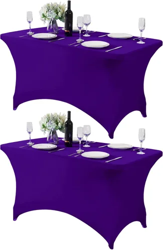 Vista 68 de Mantel de elastano para mesa de 6, 4 o 8 pies, universal, ajustable, para fiestas, banquetes, bodas y eventos, color verde manzana