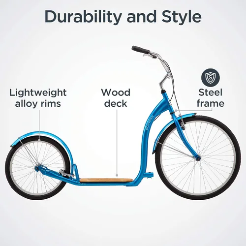 Vista 2 de Schwinn - Patinete Shuffle para adultos con rueda delantera de 26 pulgadas, rueda trasera de 20 pulgadas, frenos lineales de aleación y marco