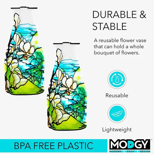 Vista 3 de MODGY Florero expandible, plástico decorativo moderno plegable impreso jarrones para centros de mesa para bodas, mesa de comedor, decoración