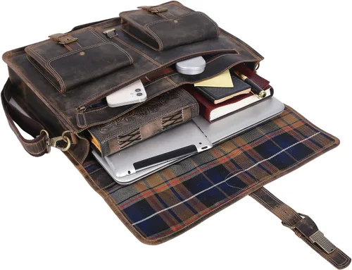 Vista 5 de Maletín de cuero 18 pulgadas portátil bolso de mensajero para hombres y mujeres mejor bolso de oficina